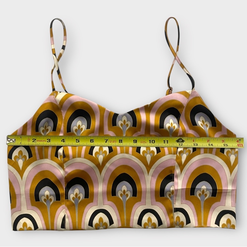 House Of Harlow Crop Top Camisole Tank Womens Medium Gold Pink Black Silky Retro - Picture 4 of 11